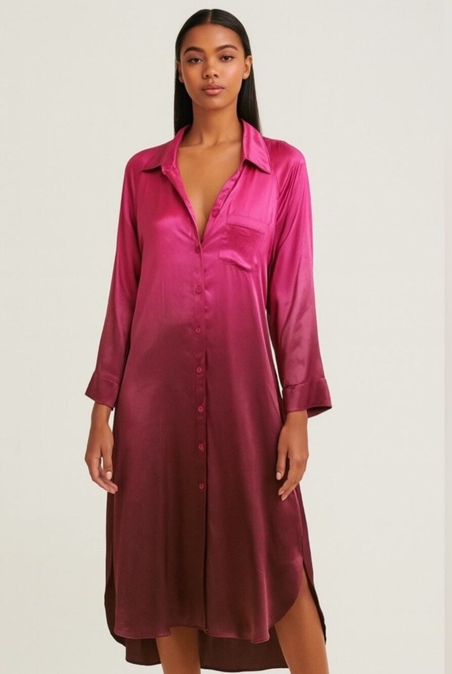 NWT New Young Fabulous & Broke Scarlet Shirt Ombre Pink Purple Dress Size S